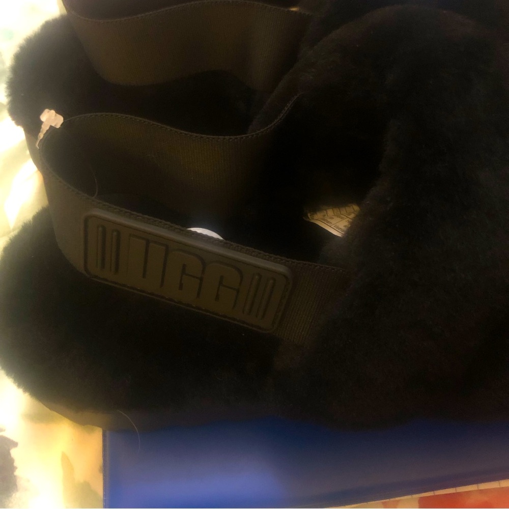 Brand New Ugg Black Wedge With Ugg Strap